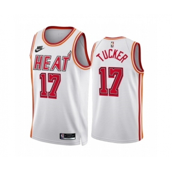 Men's Miami Heat #17 P.J. Tucker White Classic Edition Stitched Basketball Jersey - Ujersey