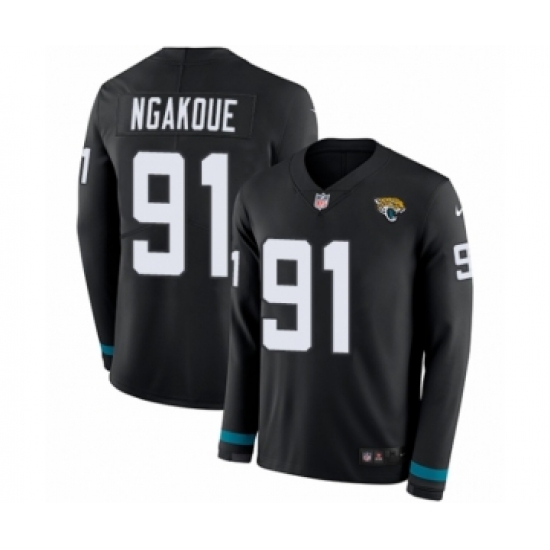 Youth Nike Jacksonville Jaguars #91 Yannick Ngakoue Limited Black Therma Long Sleeve NFL Jersey - Ujersey