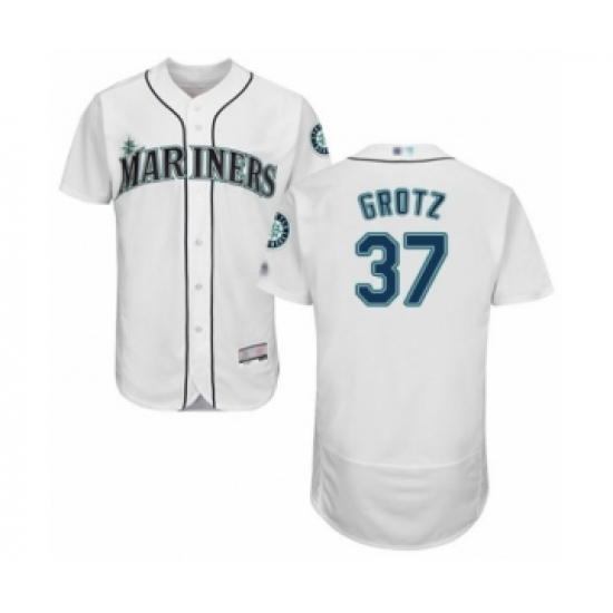 Men's Seattle Mariners #37 Zac Grotz White Home Flex Base Authentic Collection Baseball Player Jersey - Ujersey