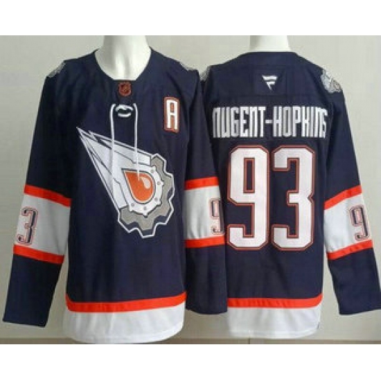 Men's Edmonton Oilers #93 Ryan Nugent Hopkins Navy Alternate Authentic Jersey - Ujersey