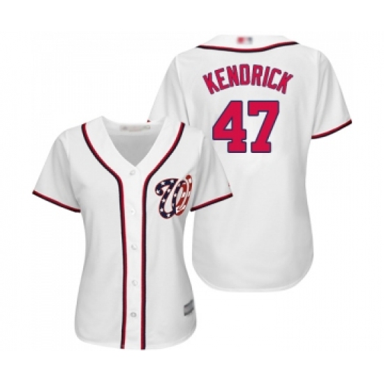 Women's Washington Nationals #47 Howie Kendrick Replica White Home Cool Base Baseball Jersey - Ujersey