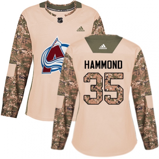 Women's Adidas Colorado Avalanche #35 Andrew Hammond Authentic Camo Veterans Day Practice NHL Jersey - Ujersey