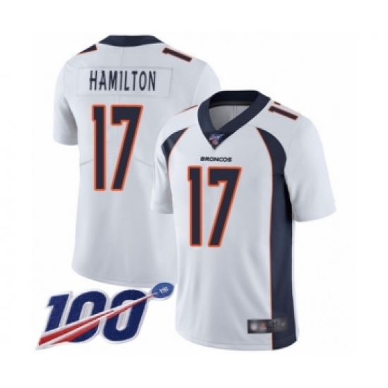 Men's Denver Broncos #17 DaeSean Hamilton White Vapor Untouchable Limited Player 100th Season Football Jersey - Ujersey