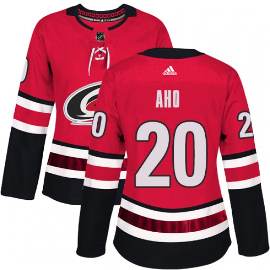 Women's Adidas Carolina Hurricanes #20 Sebastian Aho Authentic Red Home NHL Jersey