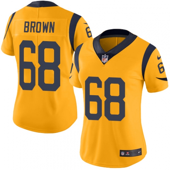 Women's Nike Los Angeles Rams #68 Jamon Brown Limited Gold Rush Vapor Untouchable NFL Jersey - Ujersey