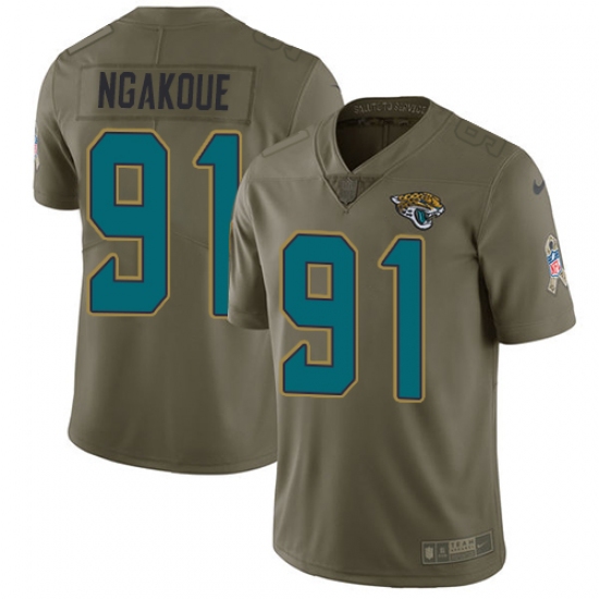 Men's Nike Jacksonville Jaguars #91 Yannick Ngakoue Limited Olive 2017 Salute to Service NFL Jersey - Ujersey