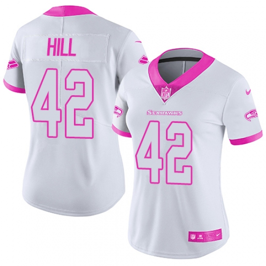 Women's Nike Seattle Seahawks #42 Delano Hill Limited White/Pink Rush Fashion NFL Jersey - Ujersey