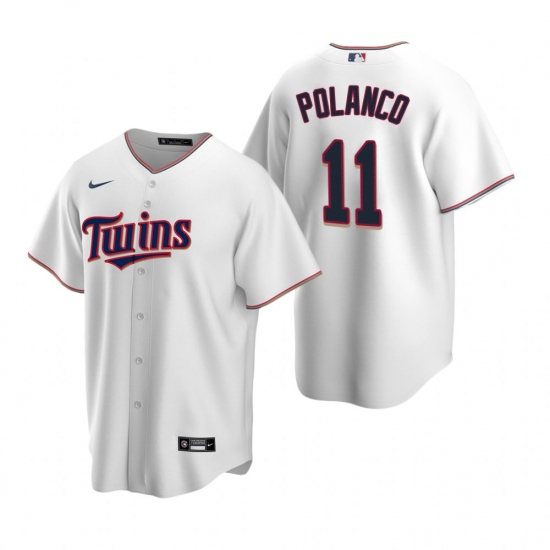 Men's Nike Minnesota Twins #11 Jorge Polanco White Home Stitched Baseball Jersey - Ujersey