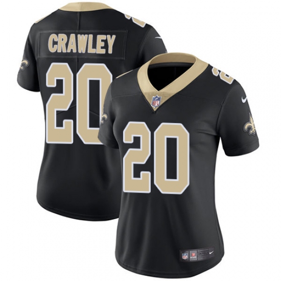 Women's Nike New Orleans Saints #20 Ken Crawley Black Team Color Vapor Untouchable Limited Player NFL Jersey - Ujersey