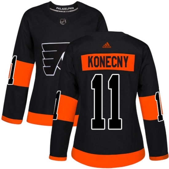 Women's Adidas Philadelphia Flyers #11 Travis Konecny Premier Black Alternate NHL Jersey - Ujersey