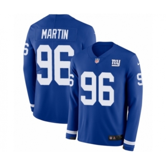 Youth Nike New York Giants #96 Kareem Martin Limited Royal Blue Therma Long Sleeve NFL Jersey - Ujersey