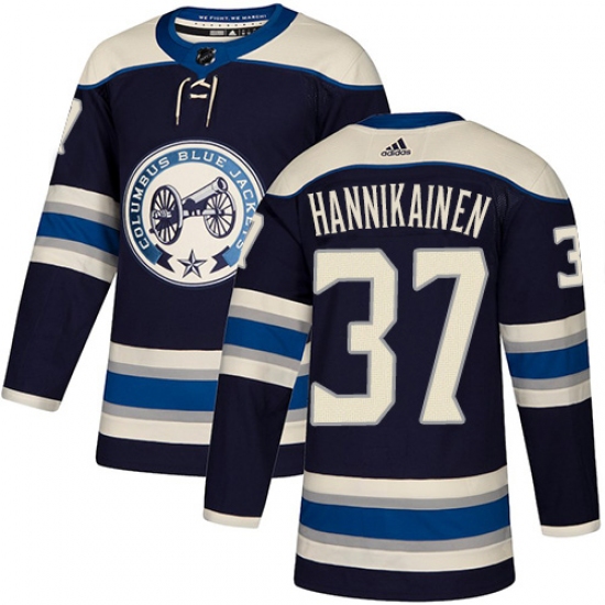 Men's Adidas Columbus Blue Jackets #37 Markus Hannikainen Authentic Navy Blue Alternate NHL Jersey - Ujersey