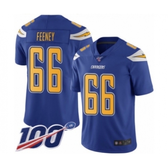 Men's Los Angeles Chargers #66 Dan Feeney Limited Electric Blue Rush Vapor Untouchable 100th Season Football Jersey - Ujersey