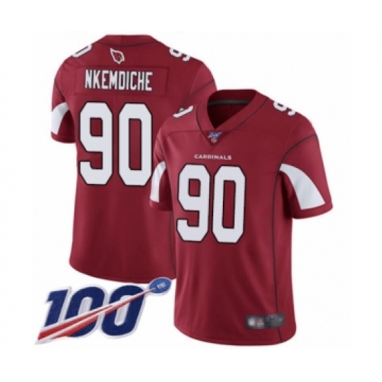 Men's Arizona Cardinals #90 Robert Nkemdiche Red Team Color Vapor Untouchable Limited Player 100th Season Football Jersey - Ujersey