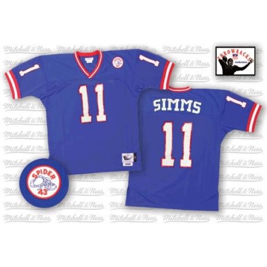 Mitchell and Ness New York Giants #11 Phil Simms Blue Authentic Throwback NFL Jersey - Ujersey