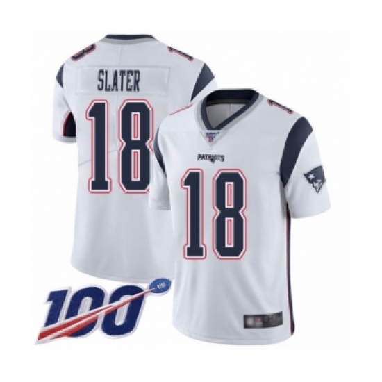 Men's New England Patriots #18 Matthew Slater White Vapor Untouchable Limited Player 100th Season Football Jersey - Ujersey