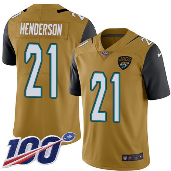 Men's Jacksonville Jaguars #21 C.J. Henderson Gold Stitched Limited Rush 100th Season Jersey - Ujersey