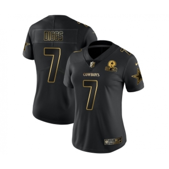 Women's Dallas Cowboys #7 Trevon Diggs Black Golden Edition Limited Stitched Jersey(Run Small) - Ujersey