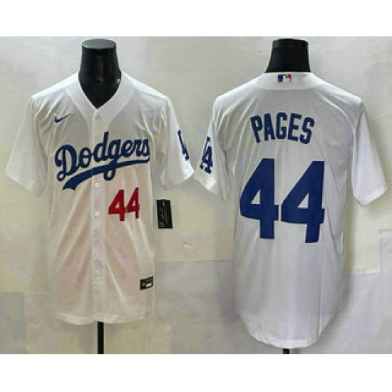 Men's Los Angeles Dodgers #44 Andy Pages Number White Cool Base Stitched Jersey - Ujersey
