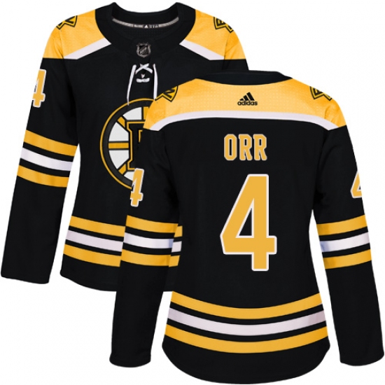 Women's Adidas Boston Bruins #4 Bobby Orr Authentic Black Home NHL Jersey