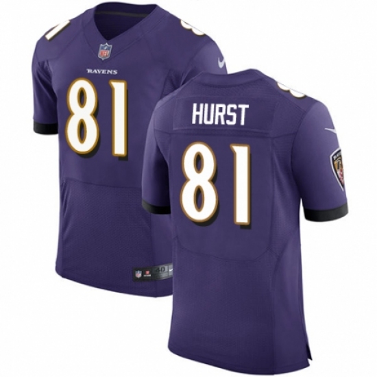 Men's Nike Baltimore Ravens #81 Hayden Hurst Purple Elite Player NFL Jersey - Ujersey