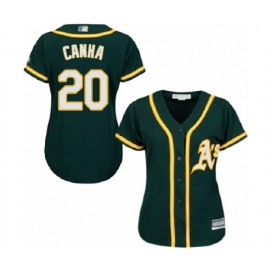 Women's Oakland Athletics #20 Mark Canha Authentic Green Alternate 1 Cool Base Baseball Player Jersey - Ujersey