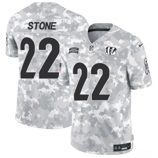 Men's Cincinnati Bengals #22 Geno Stone 2024 F.U.S.E Arctic Camo Salute To Service Limited Stitched Football Jersey - Ujersey