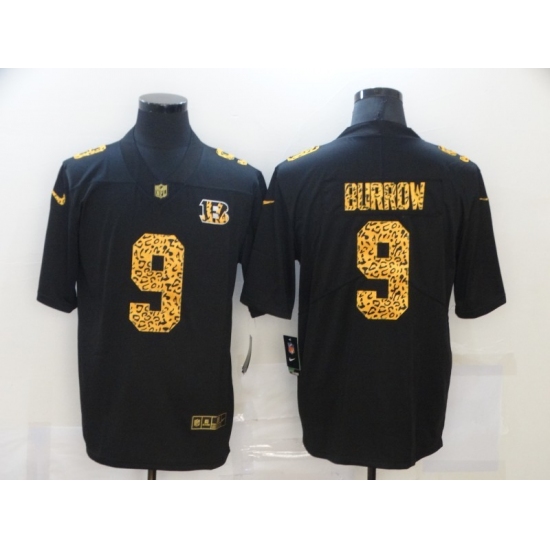 Men's Cincinnati Bengals #9 Joe Burrow Black Nike Leopard Print Limited Jersey - Ujersey