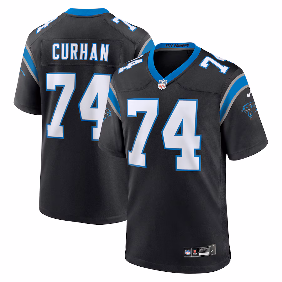 Men's Carolina Panthers Jake Curhan Nike Black Team Game Jersey - Ujersey