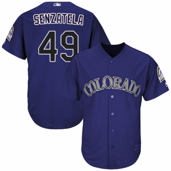 Youth Majestic Colorado Rockies #49 Antonio Senzatela Replica Purple Alternate 1 Cool Base MLB Jersey - Ujersey