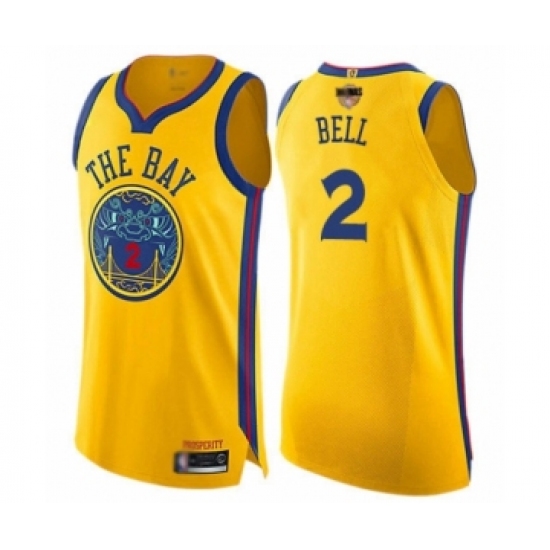 Women's Golden State Warriors #2 Jordan Bell Swingman Gold 2019 Basketball Finals Bound Basketball Jersey - City Edition - Ujersey
