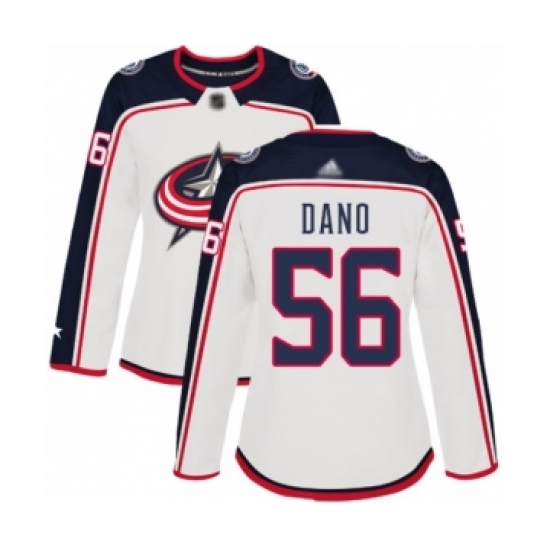 Women's Columbus Blue Jackets #56 Marko Dano Authentic White Away Hockey Jersey - Ujersey