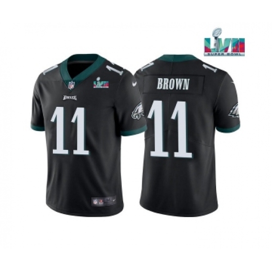 Men's Philadelphia Eagles #11 A.J. Brown Black Super Bowl LVII Patch Vapor Untouchable Limited Stitched Jersey - Ujersey