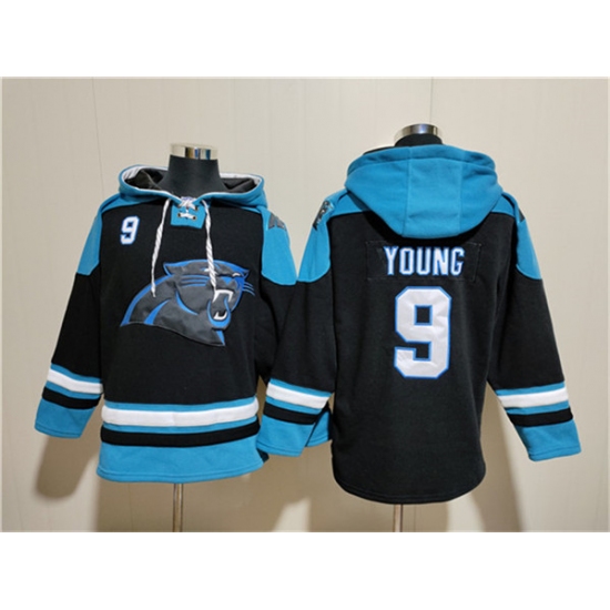 Men's Carolina Panthers #9 Bryce Young Black Ageless Must-Have Lace-Up Pullover Hoodie - Ujersey