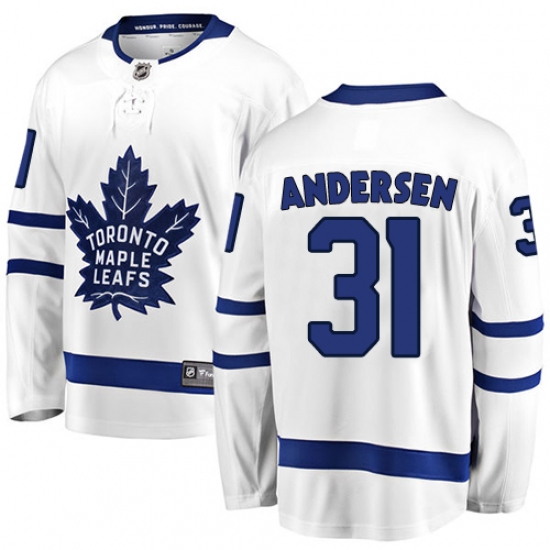 Youth Toronto Maple Leafs #31 Frederik Andersen Fanatics Branded White Away Breakaway NHL Jersey - Ujersey