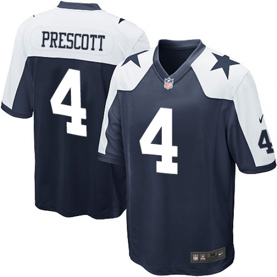 Men's Nike Dallas Cowboys #4 Dak Prescott Game Navy Blue Throwback Alternate NFL Jersey - Ujersey