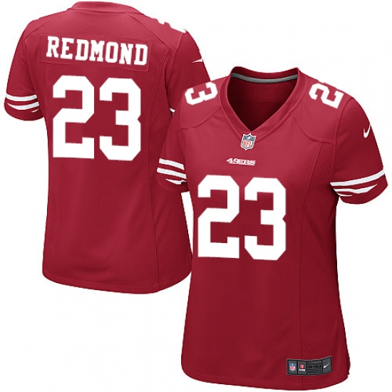 Women's Nike San Francisco 49ers #23 Will Redmond Game Red Team Color NFL Jersey - Ujersey