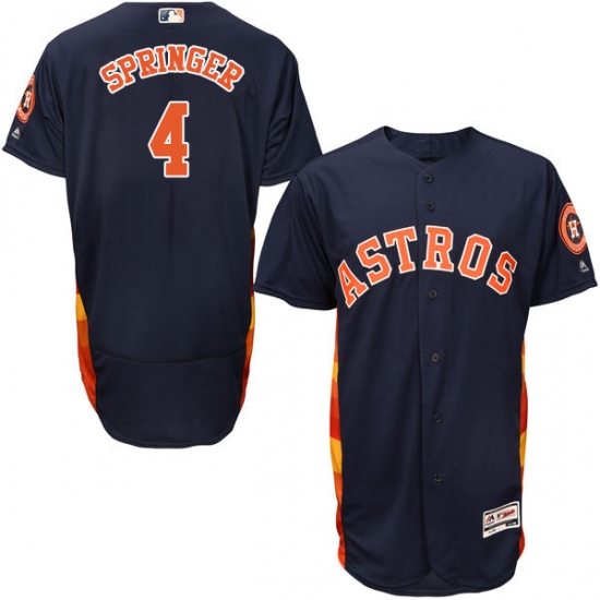Men's Majestic Houston Astros #4 George Springer Navy Blue Alternate Flex Base Authentic Collection MLB Jersey - Ujersey