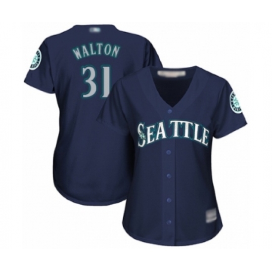 Women's Seattle Mariners #31 Donnie Walton Authentic Navy Blue Alternate 2 Cool Base Baseball Player Jersey - Ujersey
