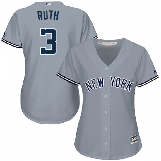 Women's Majestic New York Yankees #3 Babe Ruth Replica Navy Blue Alternate MLB Jersey - Ujersey
