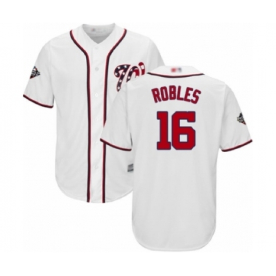 Youth Washington Nationals #16 Victor Robles Authentic White Home Cool Base 2019 World Series Bound Baseball Jersey - Ujersey