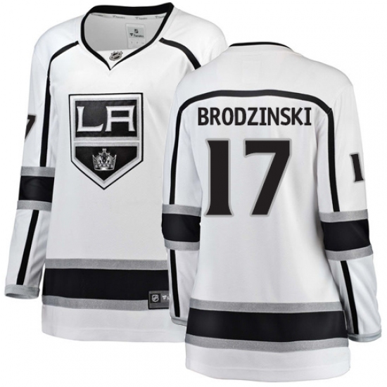 Women's Los Angeles Kings #17 Jonny Brodzinski Authentic White Away Fanatics Branded Breakaway NHL Jersey - Ujersey