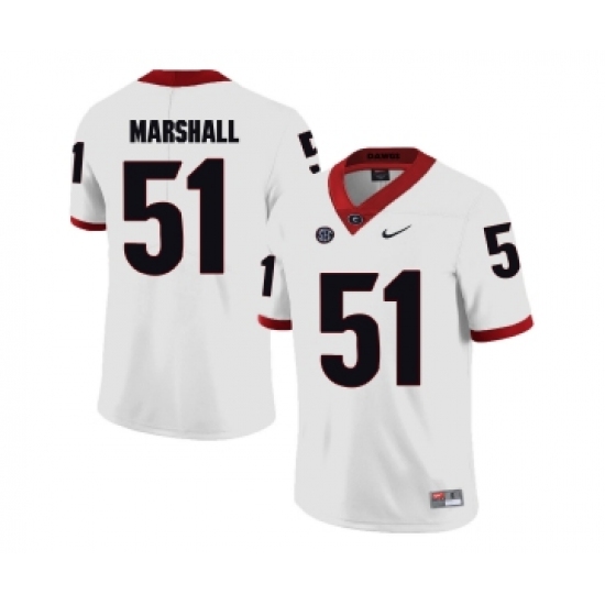 Georgia Bulldogs 51 David Marshall White College Football Jersey - Ujersey