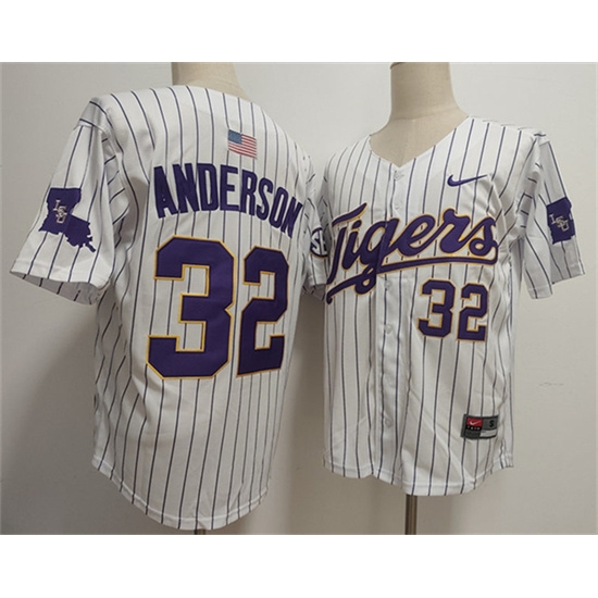 Men's LSU Tigers #32 Kade Anderson White 2025 Stitched Baseball Jersey - Ujersey