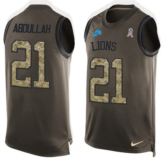 Men's Nike Detroit Lions #21 Ameer Abdullah Limited Green Salute to Service Tank Top NFL Jersey - Ujersey