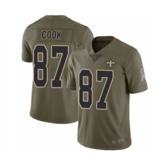 Youth New Orleans Saints #87 Jared Cook Limited Olive 2017 Salute to Service Football Jersey - Ujersey