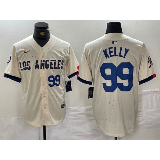 Men's Los Angeles Dodgers #99 Joe Kelly Number Cream 2024 City Connect Limited Stitched Jerseys - Ujersey