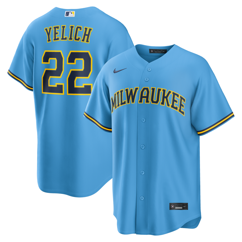 Men's Milwaukee Brewers Christian Yelich Nike Light Blue Road Replica Jersey - Ujersey