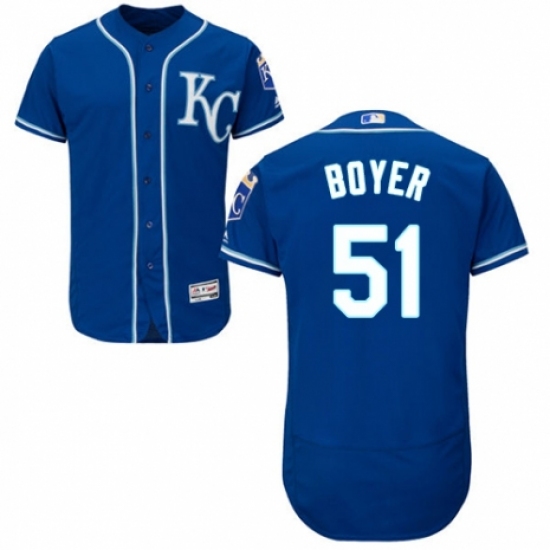 Men's Majestic Kansas City Royals #51 Blaine Boyer Royal Blue Alternate Flex Base Authentic Collection MLB Jersey - Ujersey