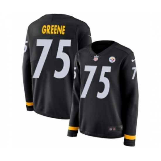 Women's Nike Pittsburgh Steelers #75 Joe Greene Limited Black Therma Long Sleeve NFL Jersey - Ujersey
